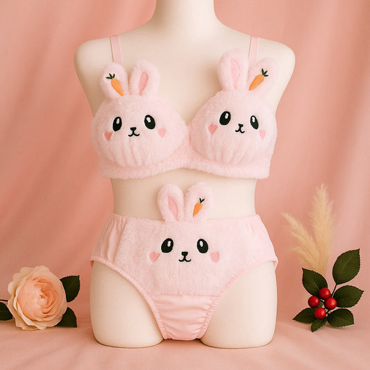 Undergarments New High Quality  Cute Anime Soft Plush Design bra underwear Japanese cartoon rabbit underwear Bra & Panty Set 581