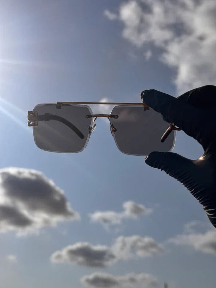 Luxury Rimless Square Blue Light Glasses for Men & Women | Premium Gold Frame