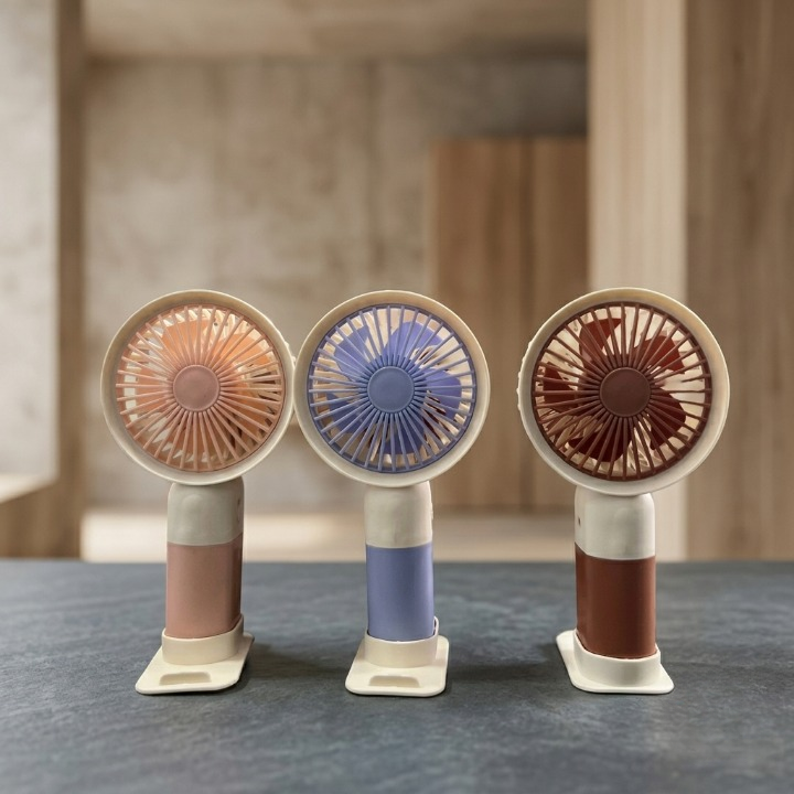 Mini Cute Rechargeable Handheld Fan with Mobile Stand