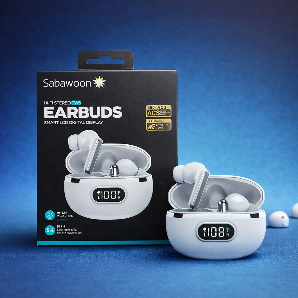 Sabawoon Smart Digital Display Wireless Earbuds