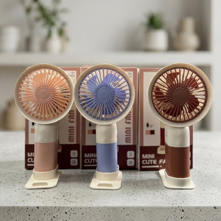 Mini Cute Rechargeable Handheld Fan with Mobile Stand