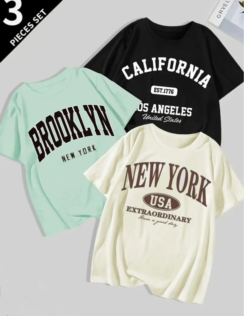 Set Of 3 Unisex T-shirts Men & Women Soft Comfortable Cotton Jersey