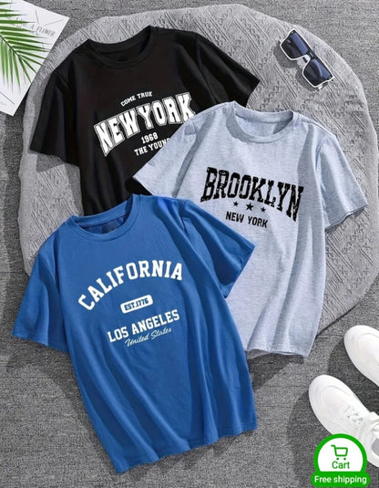 Set Of 3 Unisex T-shirts Men & Women Soft Comfortable Cotton Jersey