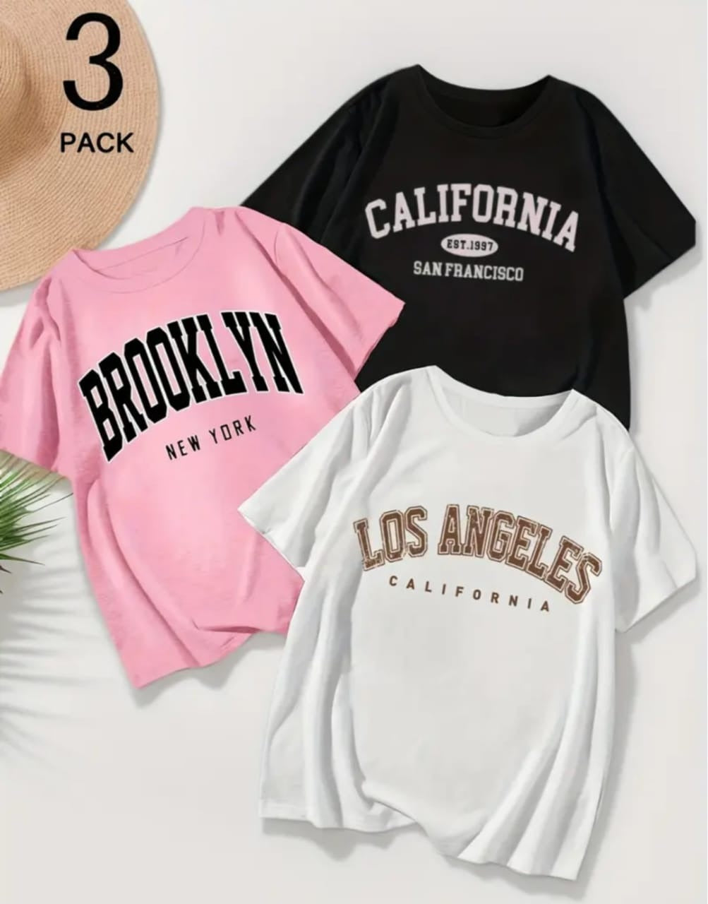 Set Of 3 Unisex T-shirts Men & Women Soft Comfortable Cotton Jersey